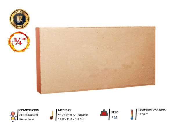 imagen comercial del ladrillo refractario 3/4"